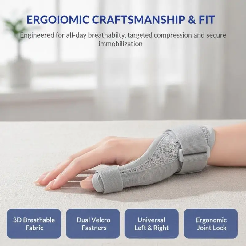 New Polyester Wrist Guard Grey Black Adjustable Protective Immobilizer For Thumb Splint Fractures Unisex