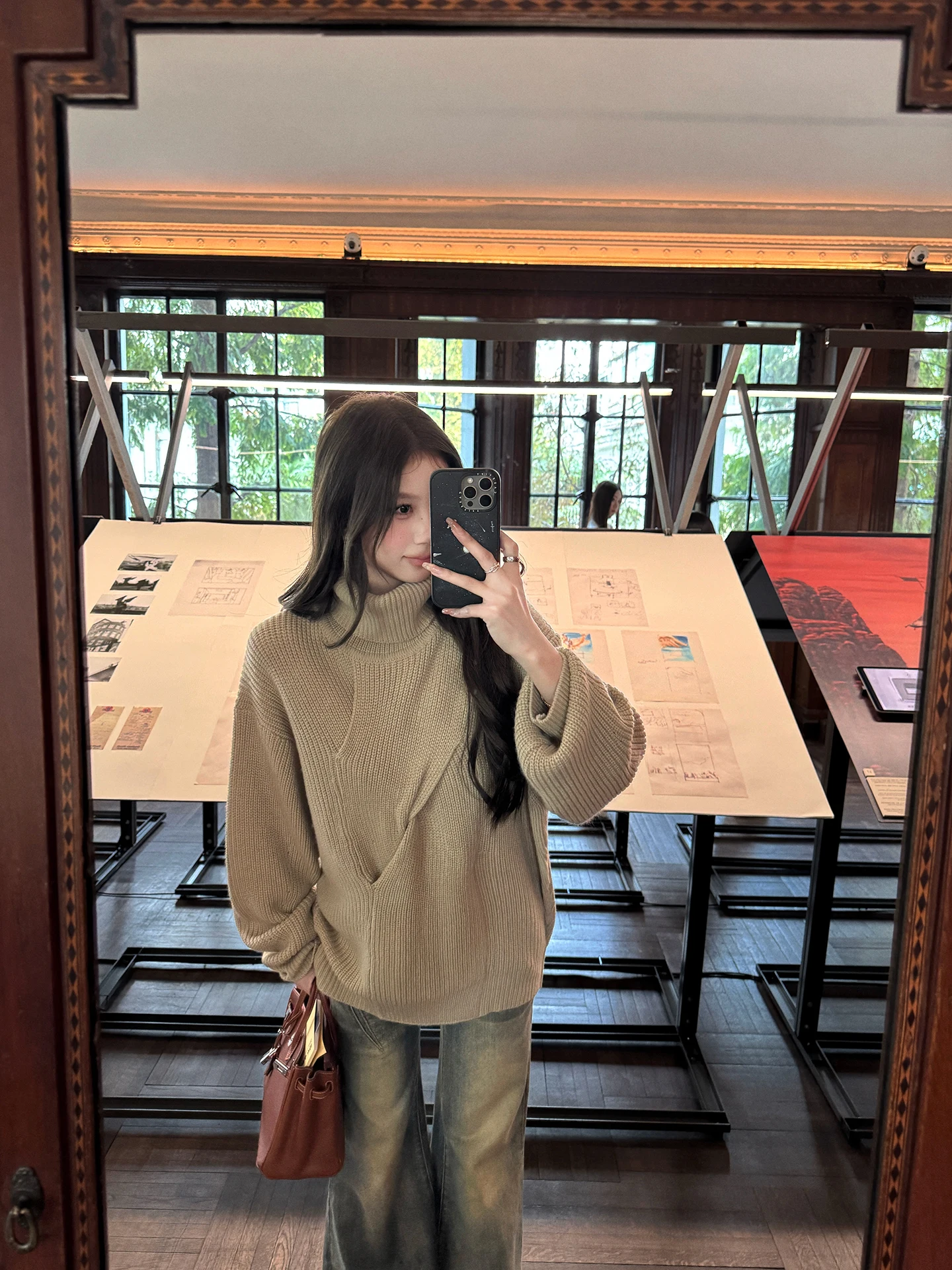 

Tongiiuu Berlin Winter Twist Knit High Ne Women's Wool Sweater Loose Fit Comfortable Long Sve Warm Autumn Winter Top