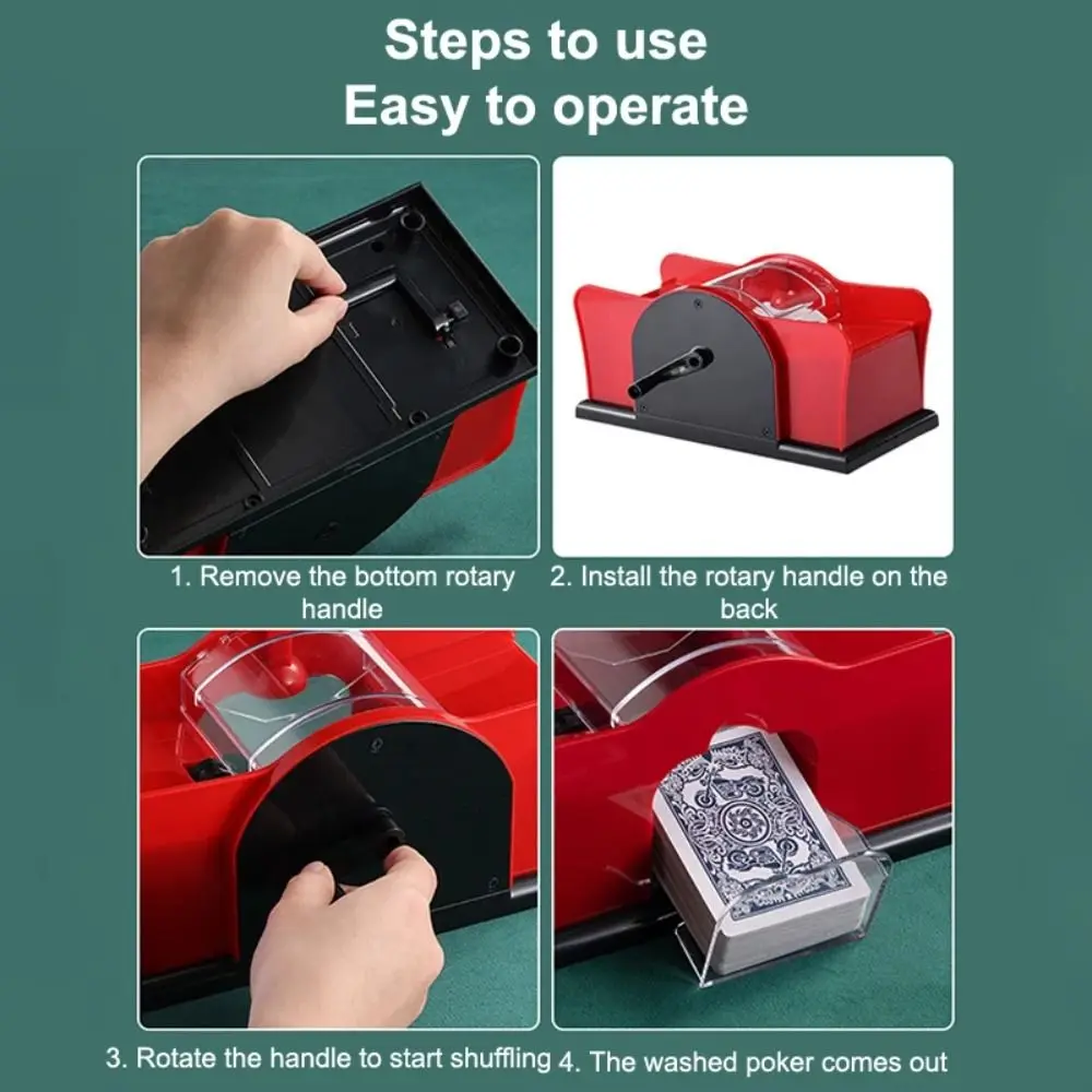 Easy-To-Use Manual Card Shuffler Anti-Cheat Mechanism 2 Deck Capacity Poker Card Shuffler with Handle Hand Crank