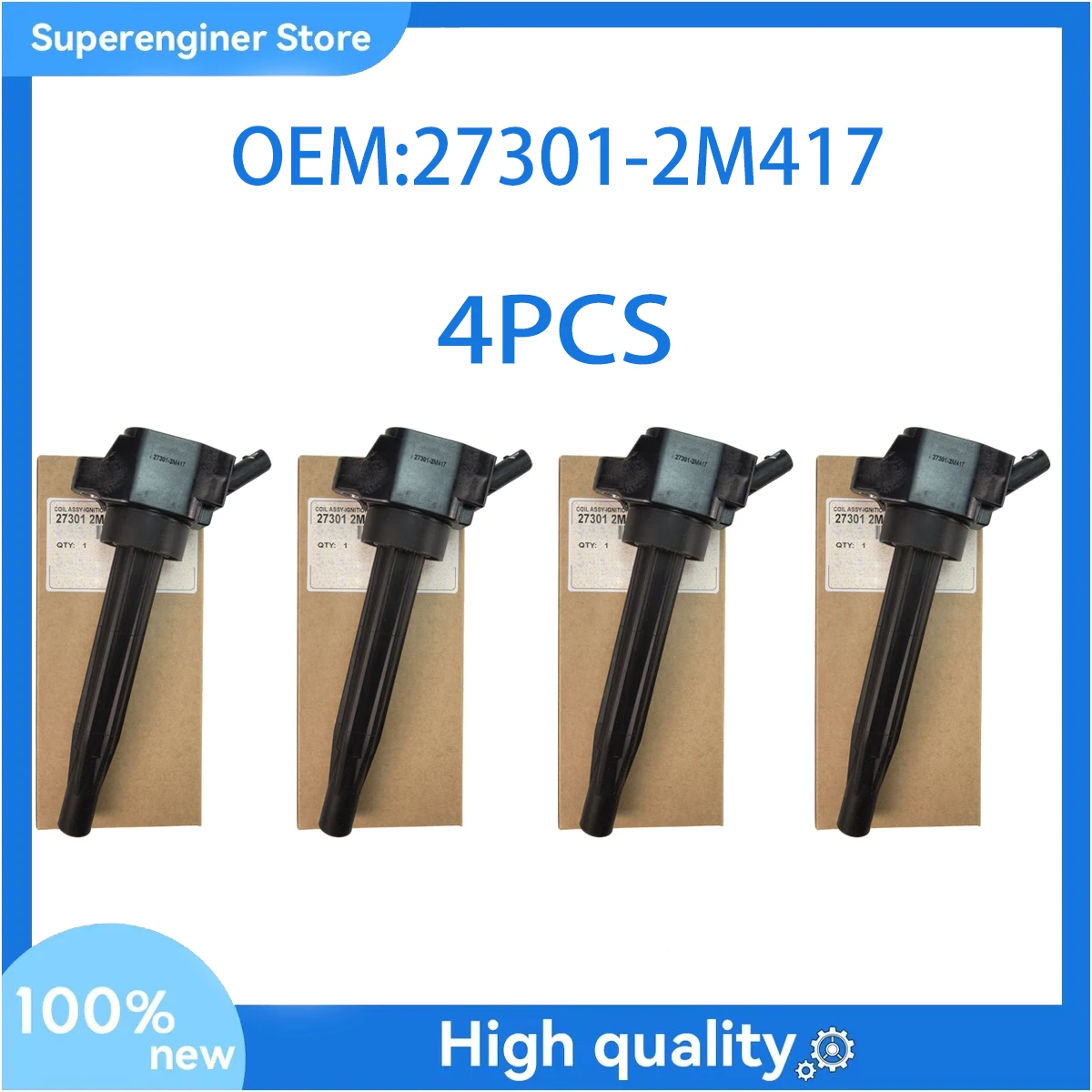 

4Pcs Genuine Ignition Coils 27301-2M417 for 2021-2023 Hyundai Santa Fe Kia Sportage 1.6L Turbo 273012M417