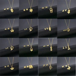 2022 Mother's Day Jewelry Set Gift Stainless Steel Mama Love Heart Rose Flower Pendant Necklace Earrings Mom Thanksgiving Gift