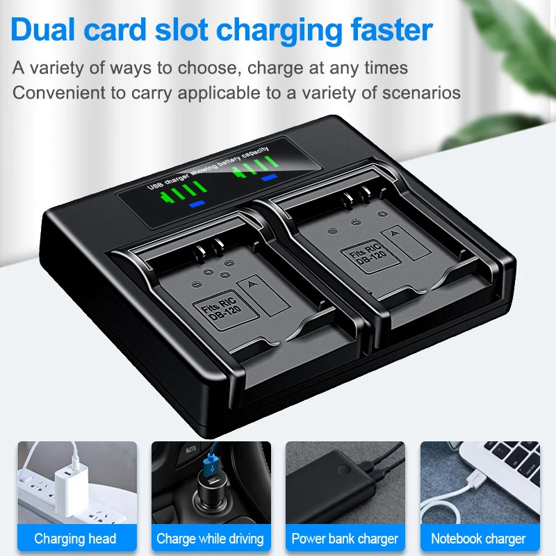 HQIX for Ricoh GR4 GR IV Monochrome camera DB-120 Battery Dual Charger