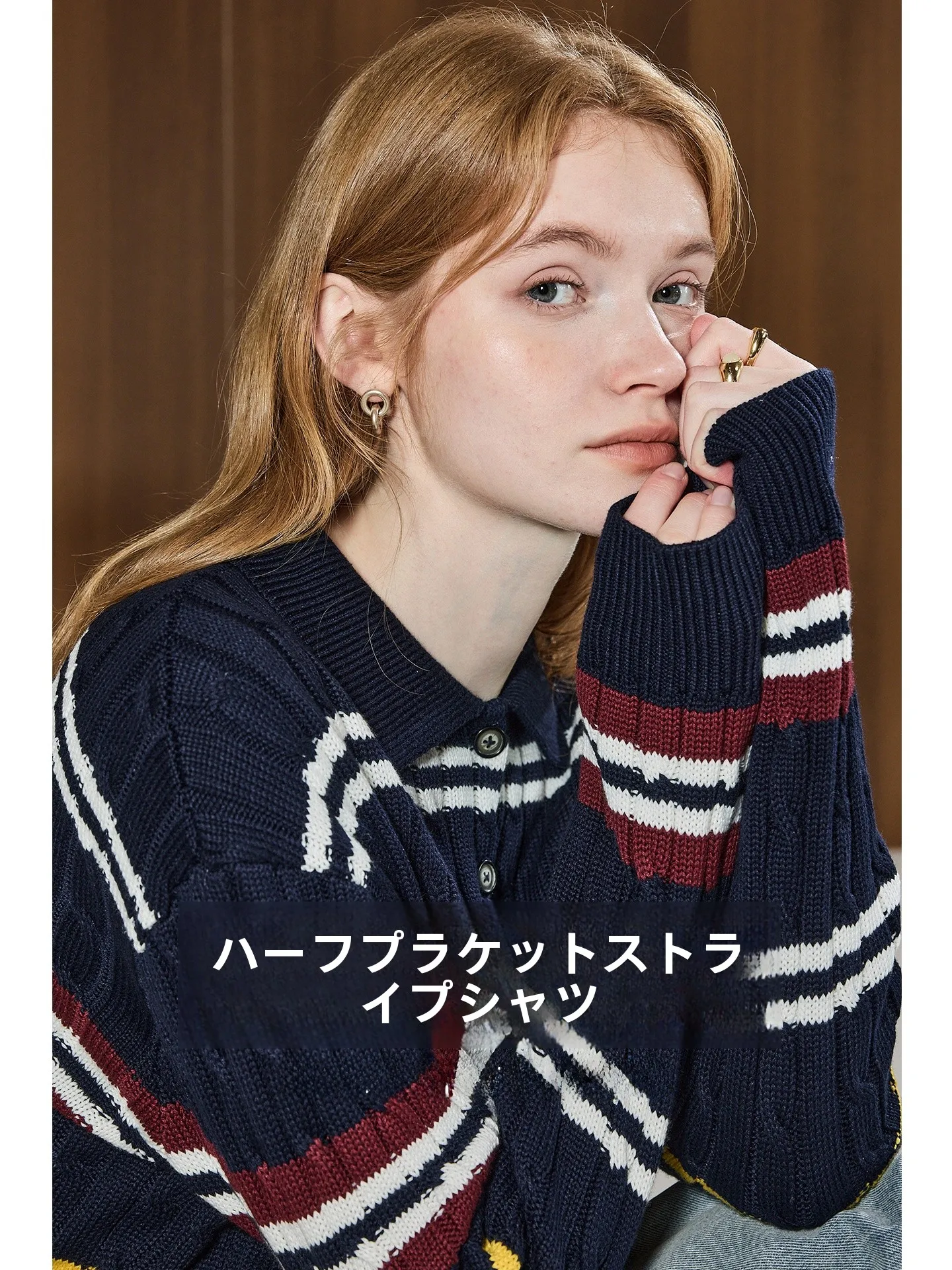 

Женская трикотажная серия KuNmArVi Salt Series, весна 2026, ранняя мода, корейский полосатый отложной воротник, дышащий комфорт...