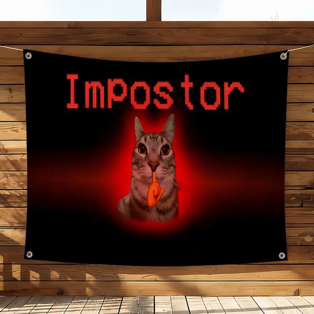 Meme Cool Silly Cat Meme Flaggen Heim- und Gartendekoration Banner - Innen- und Außenwandhängende Flagge – Detail 7