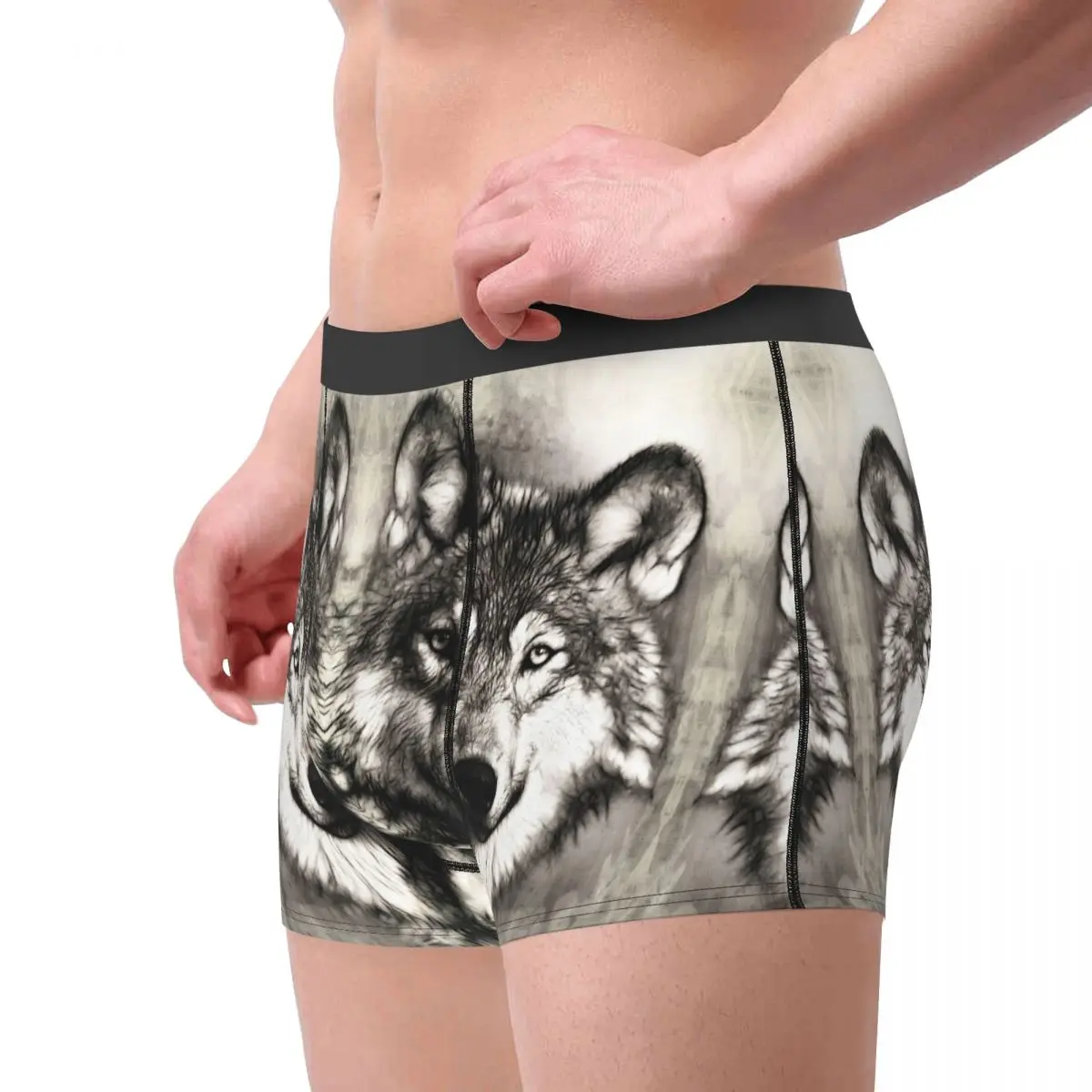 Animal Arts Wolf Underpants Cotton Panties Man Underwear Sexy Shorts Boxer Briefs