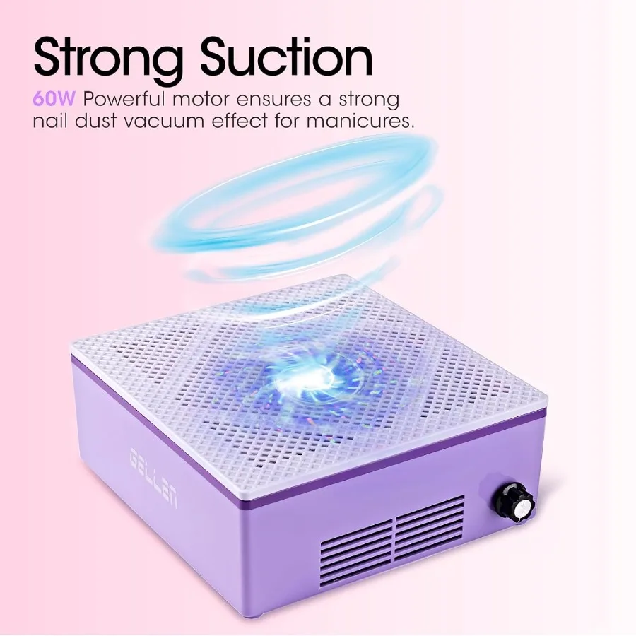 Collecteur de poussière d'ongles avec filtre réutilisable, aspirateur professionnel 60w pour ongles en acrylique, aspirateur de poussière d'ongles à faible bruit