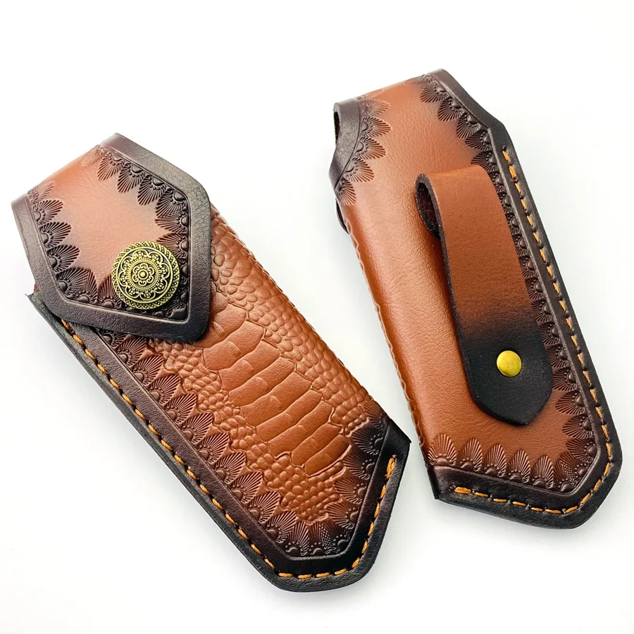 Cow Leather Folding Knife Sheath Scabbard Small Pliers Tools Swiss Army Knives Storage Bag Pouch Cover With Brass Buckle