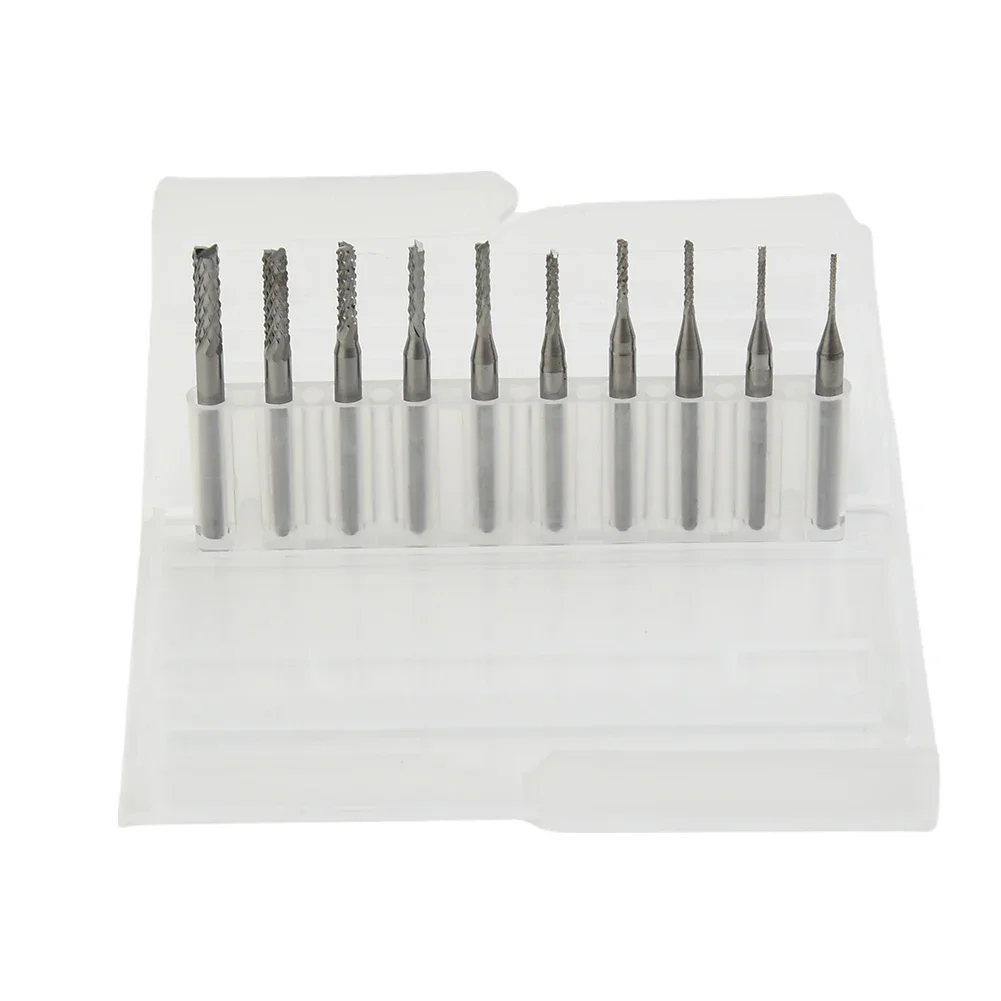 

10PCS 0.8-3.175mm PCB Engraving Rotary Drill bit End Mill Cemented carbide Remover Set Cutter CNC Ark Brand new