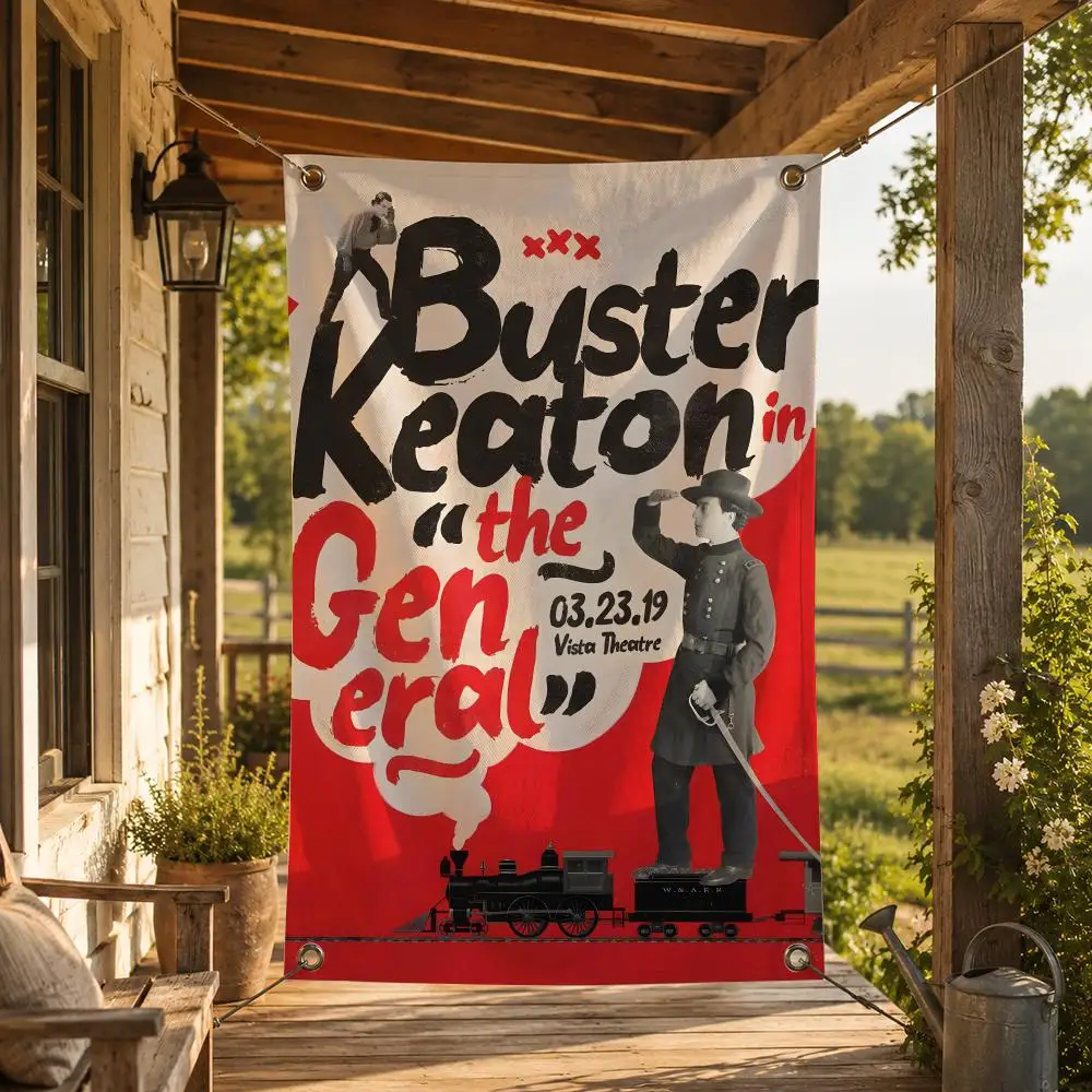 Actor B-Buster Keaton Flags Decorative Flag Banner for Indoor Outdoor Wall Garden Yard Porch Patio Home Party Decor