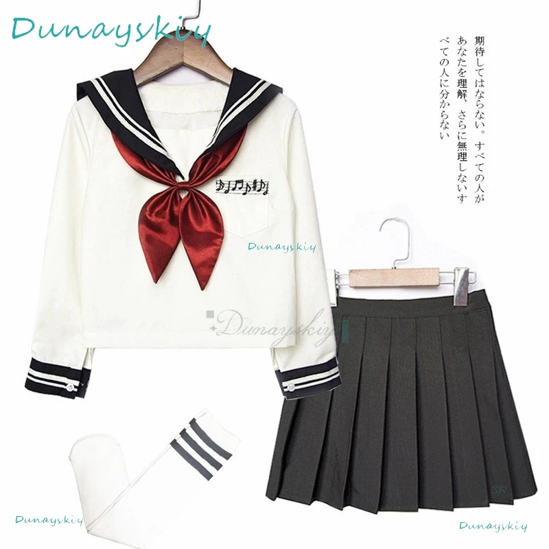 

[Bestnify]Japanese JK Sailor Suit Top And Skirt Bow Tie Cute Style For Women Girl Children Black Dress Cosplay Costume Halloween