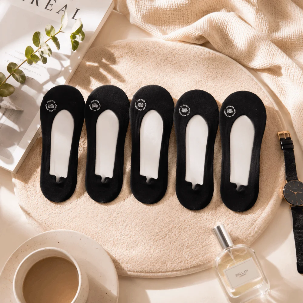5 pares de calcetines invisibles informales ultrafinos para mujer, calcetines de malla elástica antideslizantes, calcetines náuticos transpirables de corte bajo, regalos para familiares y amigos