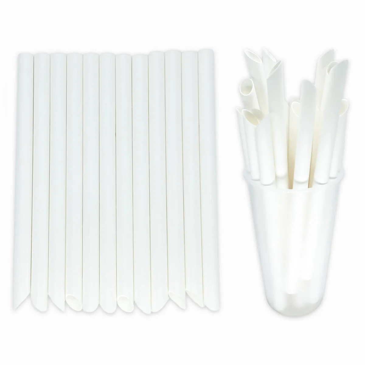 Paper Straws 12mm*190mm White 100p+6*197mm Red Blue Striped 200p Disposable Party Drinking Straws for Juices Shakes and Smoothie