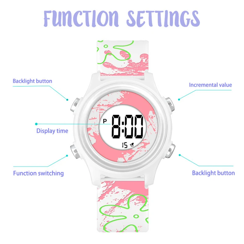 YIKAZE Cute Kids Watches Luminous Waterproof Alarm Clock Smart Children Watches Boys and Girls Student Electronic Watch Gift