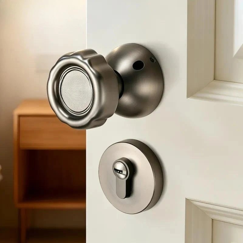 French Light Luxury Split Double Door Lock Universal Bedroom Bathroom Silent Magnetic Handle
