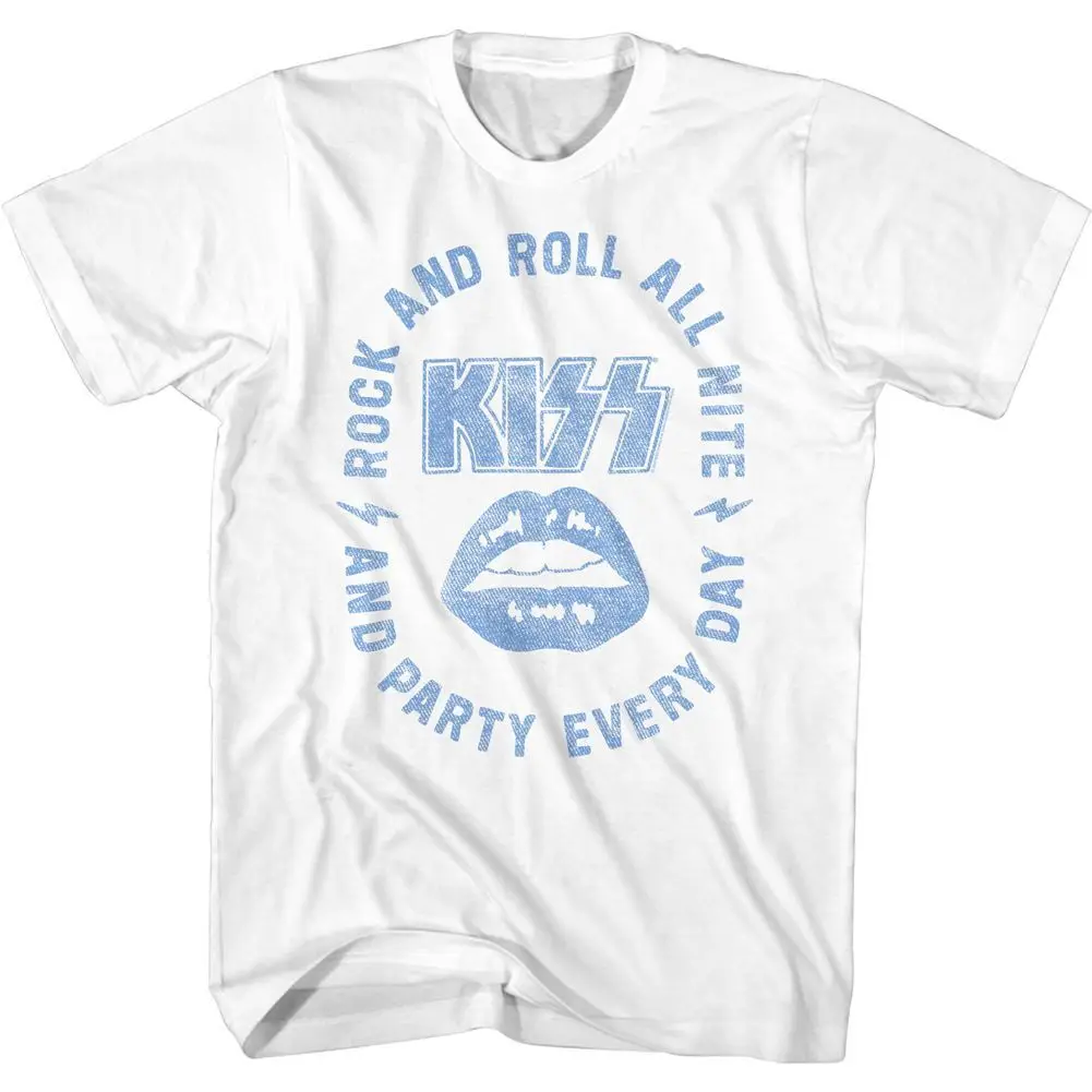 Kiss Rock And Roll All Nite White Music Band T Shirt