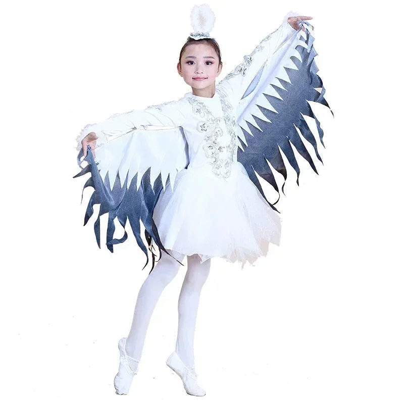 Costumi di danza moderna per bambini Costumi di personaggi animali di danza Abbigliamento per uccelli di Halloween Piumini Abbigliamento per spettacoli di gazze