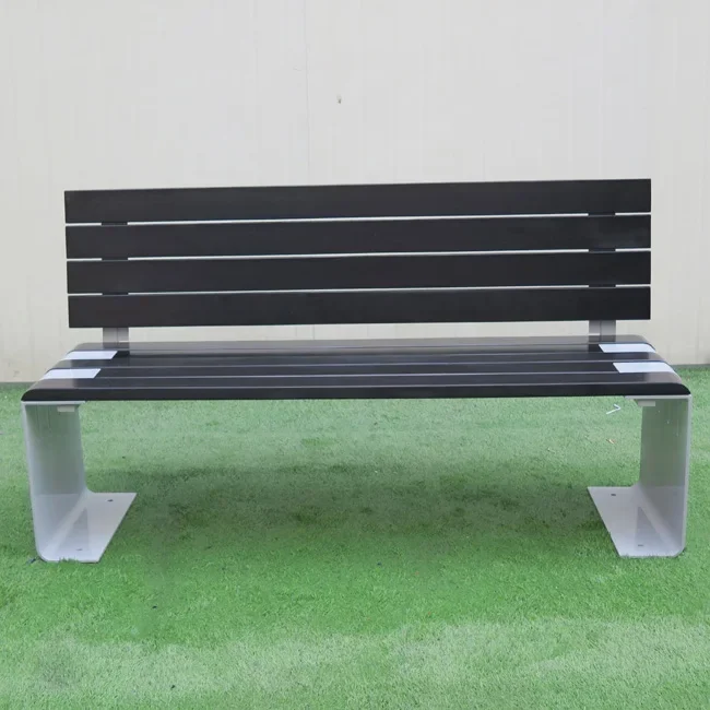 Outdoor Urban Street Modern Design Metal Wooden Bench Garden Park Pubic Steel Bench Custom Leisure Long Bench