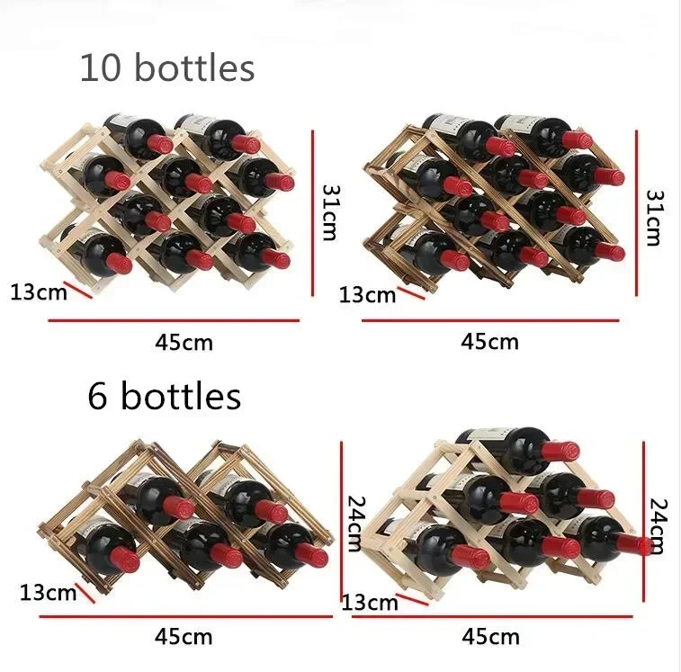 新しい折りたたみ木製赤ワインラック3/6/10をマウントキッチン展オーガナイザー棚赤ワインボトル主催