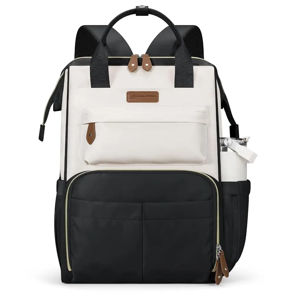 

Laptop Backpack, Travel Backpack Gift for Women Men, Waterproof College School Computer Work Bag with Luggage Strap (Black-B