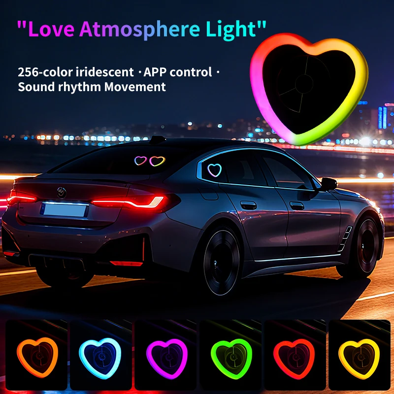 

USB new car triangle window ambient light heart LED light car decoration light car interior rear windshield ambient light