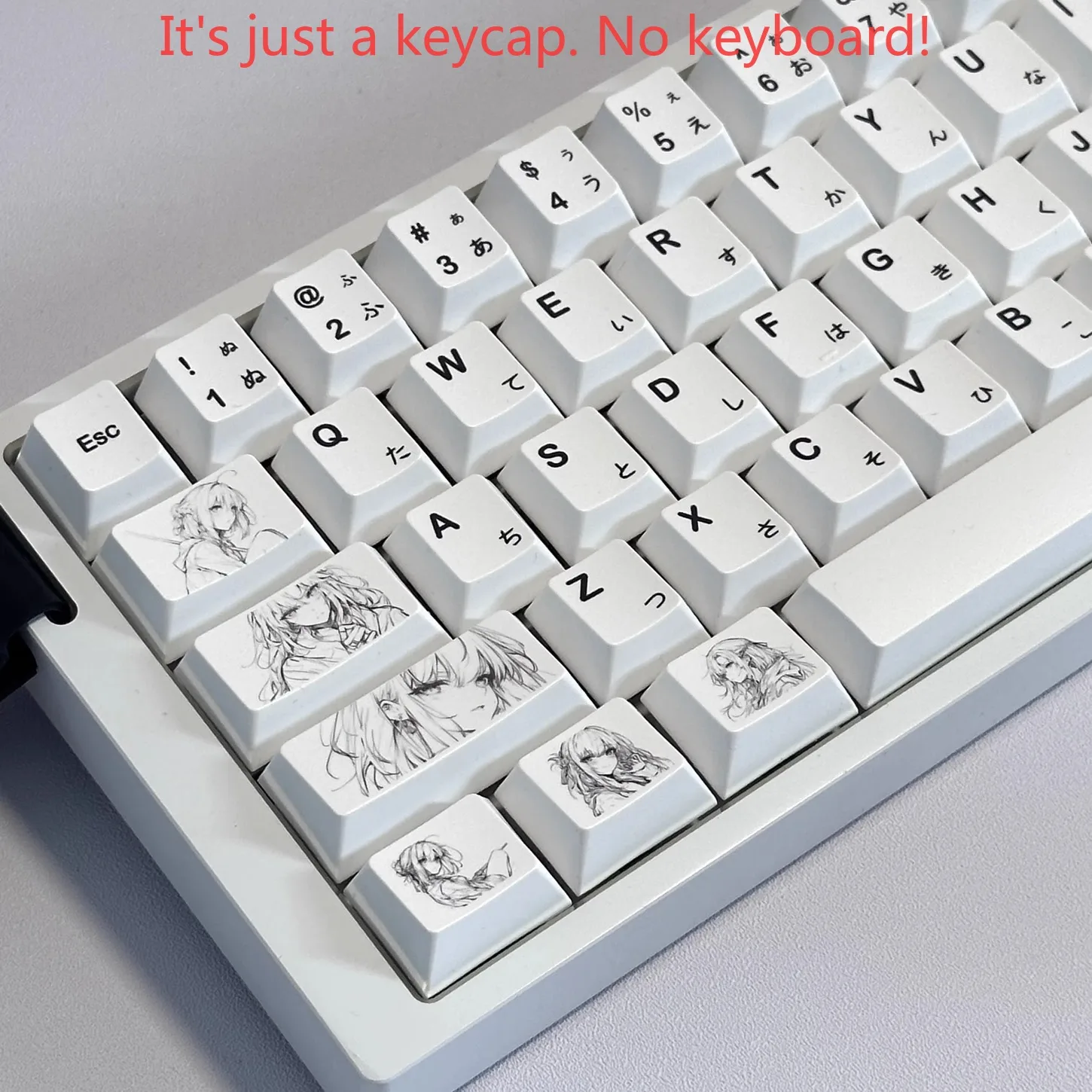 Simple Anime Cherry Keychain Kit PBT White Key Is Suitable for 60/64/84/98/104 Magnetic Axis Mechanical Keyboard