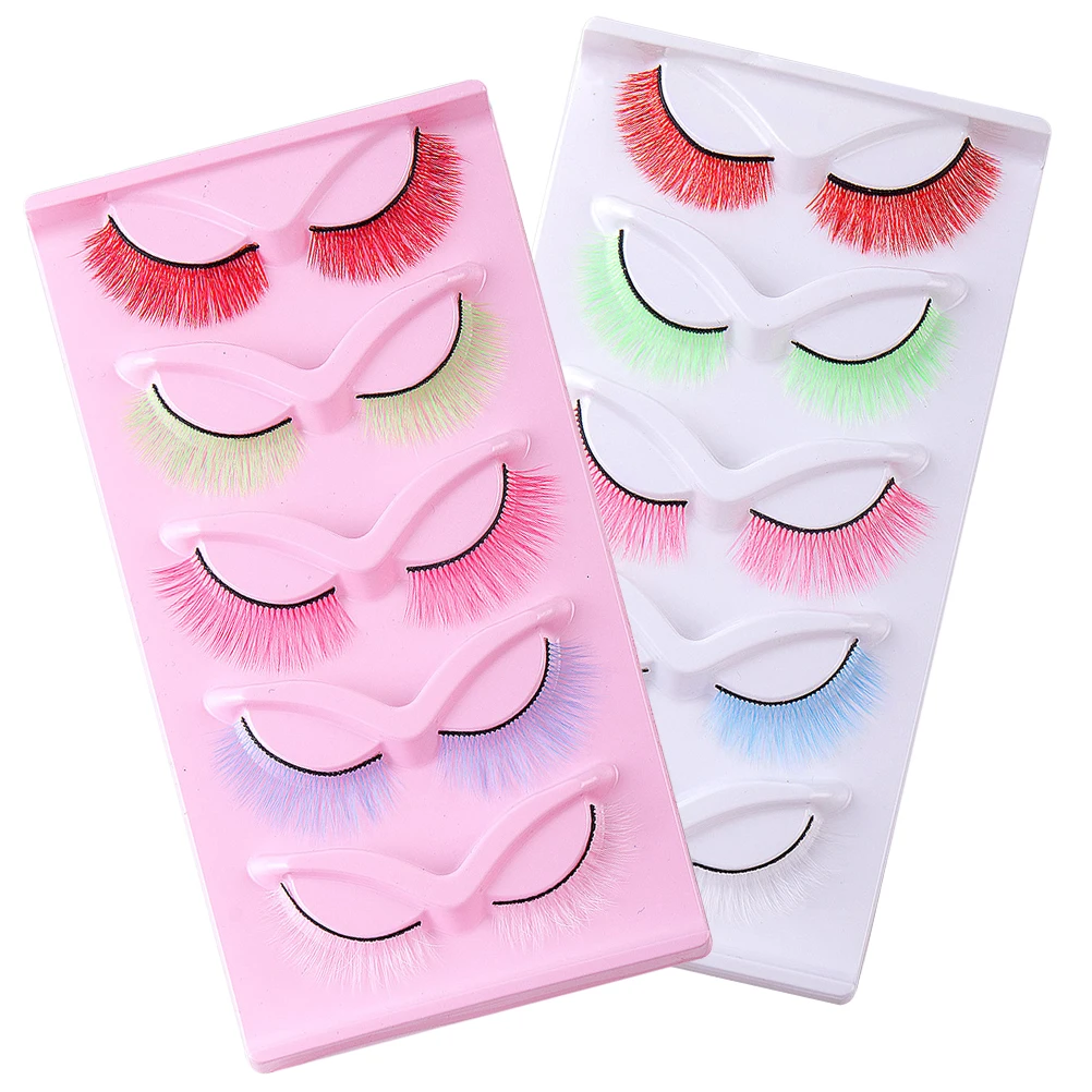 2-Boxen-Wimpern, farbig, individuelle kurze Make-up-Zubehör, gefälschte natürliche Make-up-Zubehör-Packung, Verlängerungen, dünne Wimpern