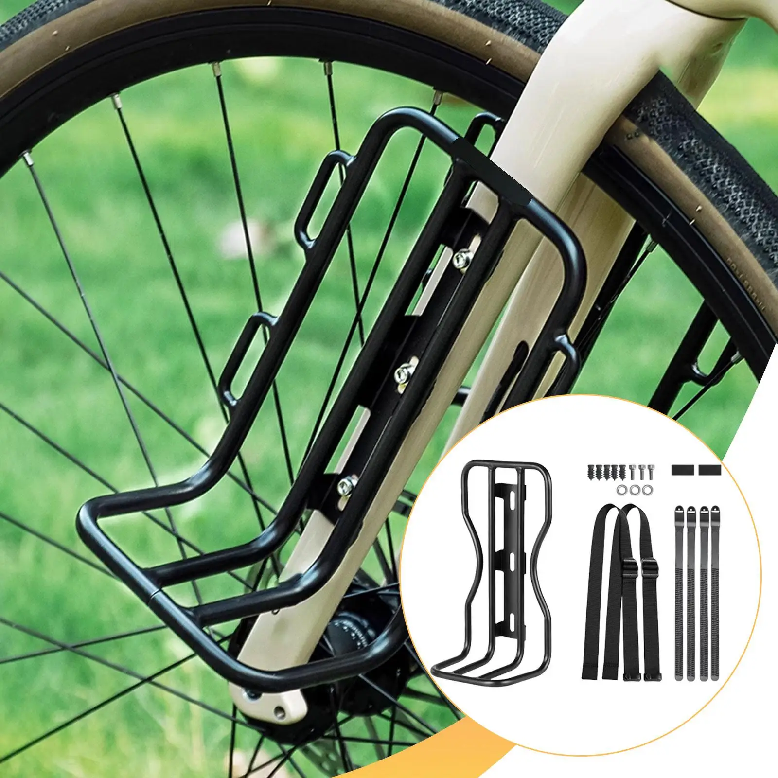 Easy Install Bicycle Front Fork Rack Stable Cargo Carrier Quick Release Spare Parts for Road Bike and Storage