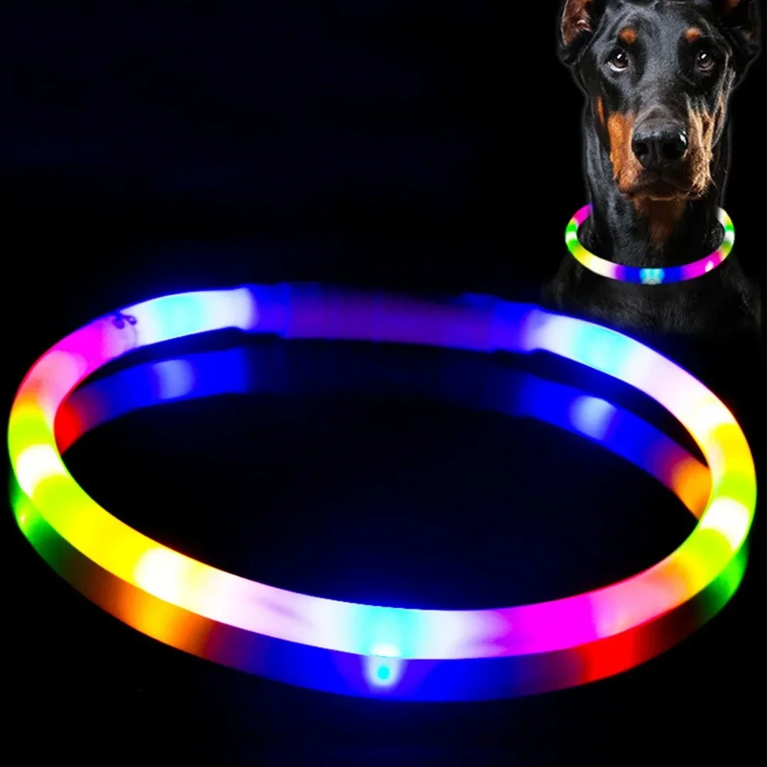 Led Dog Collar Luminous Usb Cat Dog Collar 4 Modes Soft Silicone Glowing Loss Prevention Collar For Dogs Pet Night Accessories