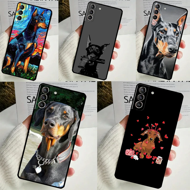 Dachshund Doberman Dog Case For Samsung Galaxy S22 S23 S24 Ultra Note 20 10 S8 S9 S10 Plus S21 S20 FE Soft Cover