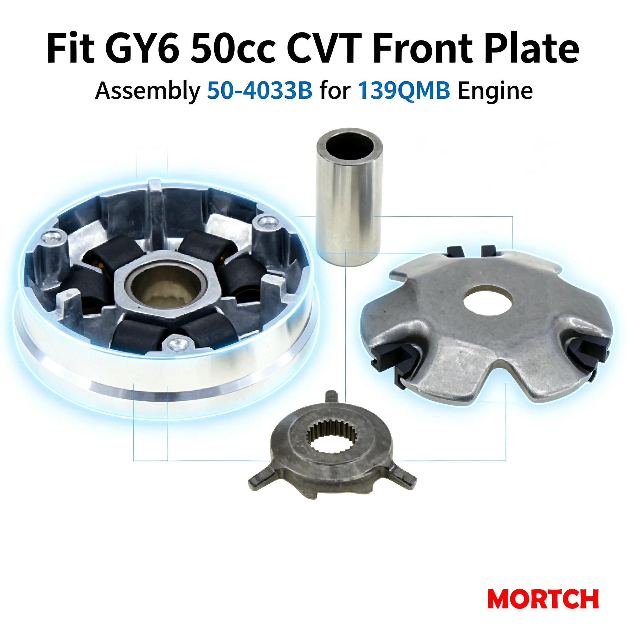 CVT Front Drive Plate Assembly 50-4033B Fit GY6 50cc 139QMB Engine Chinese Scooter Moped Parts