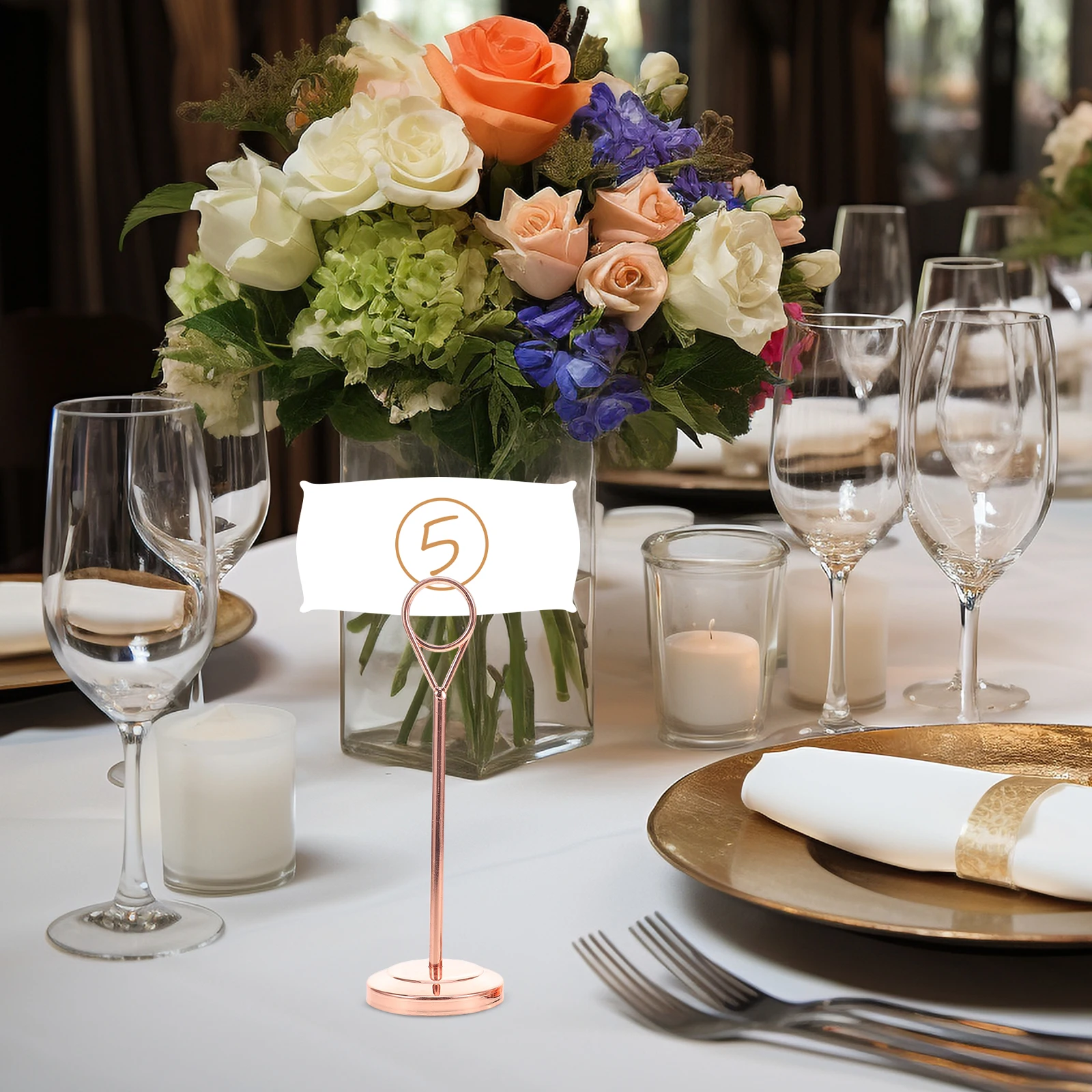 

2 Pcs Stainless Steel Teardrop Shape Card Stands for Table Number Weddings Menu Placecard Holders Metal Clip