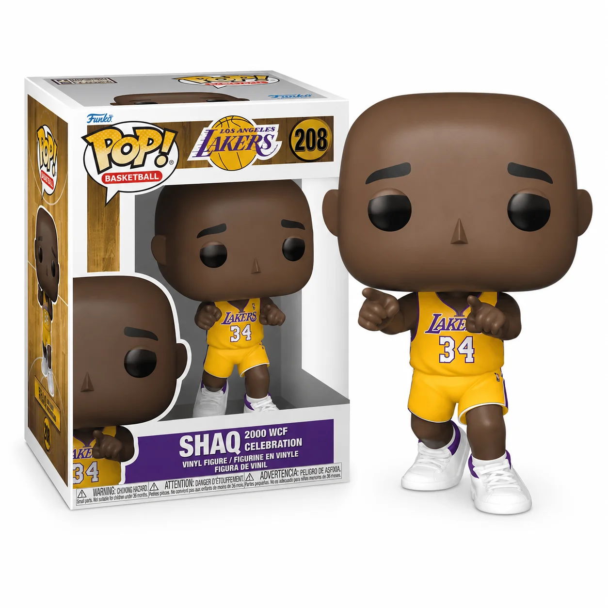 Funko POP Original Basquete Shaq # Figura de Ação 208 Lakers 34, Modelo de Vinil da Celebração WCF 2000, Brinquedo Presente para Fãs 86312