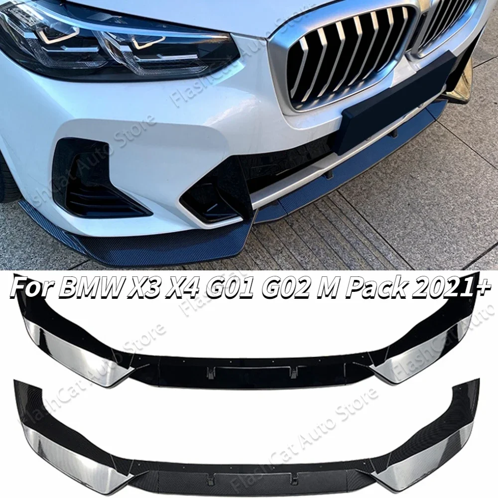 

Car Front Bumper Splitter Lip Spoiler For BMW X3 G01 X4 G02 ix3 G08 M Pack M40i M40d Diffuser Guard Body Kit Trim 2021 2022 2023