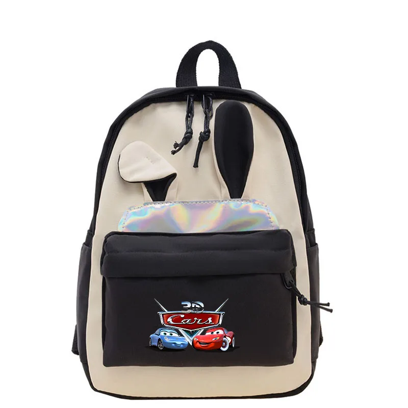 Disney Pixar Cars Lightning McQueen Cartoon Cute Rabbit Ears Backpacks Kindergarten School Bag for Kids Baby Boys Girls Gift