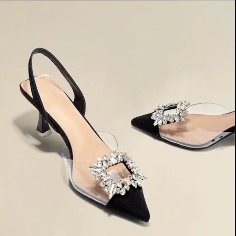 

Spring Autumn Fashion New Sexy Pumps Banquet Comfortable Crystal Transparent Solid Color Pointed Toe Women's High Heels Sandals