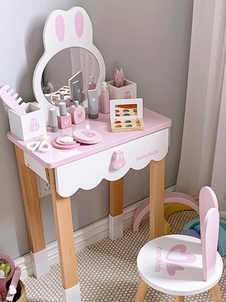 *Conjunto de presente de aniversário de menina, penteadeira simulada, madeira