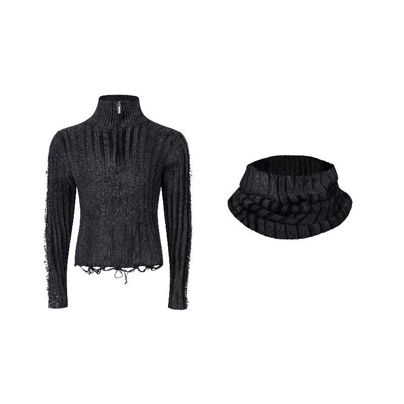 Fashion Pin Design Half Turtleneck Sweaters Men 2025 Autumn Winter New Stand Collar Knitwears Scarf Matching Knitted Sweaters