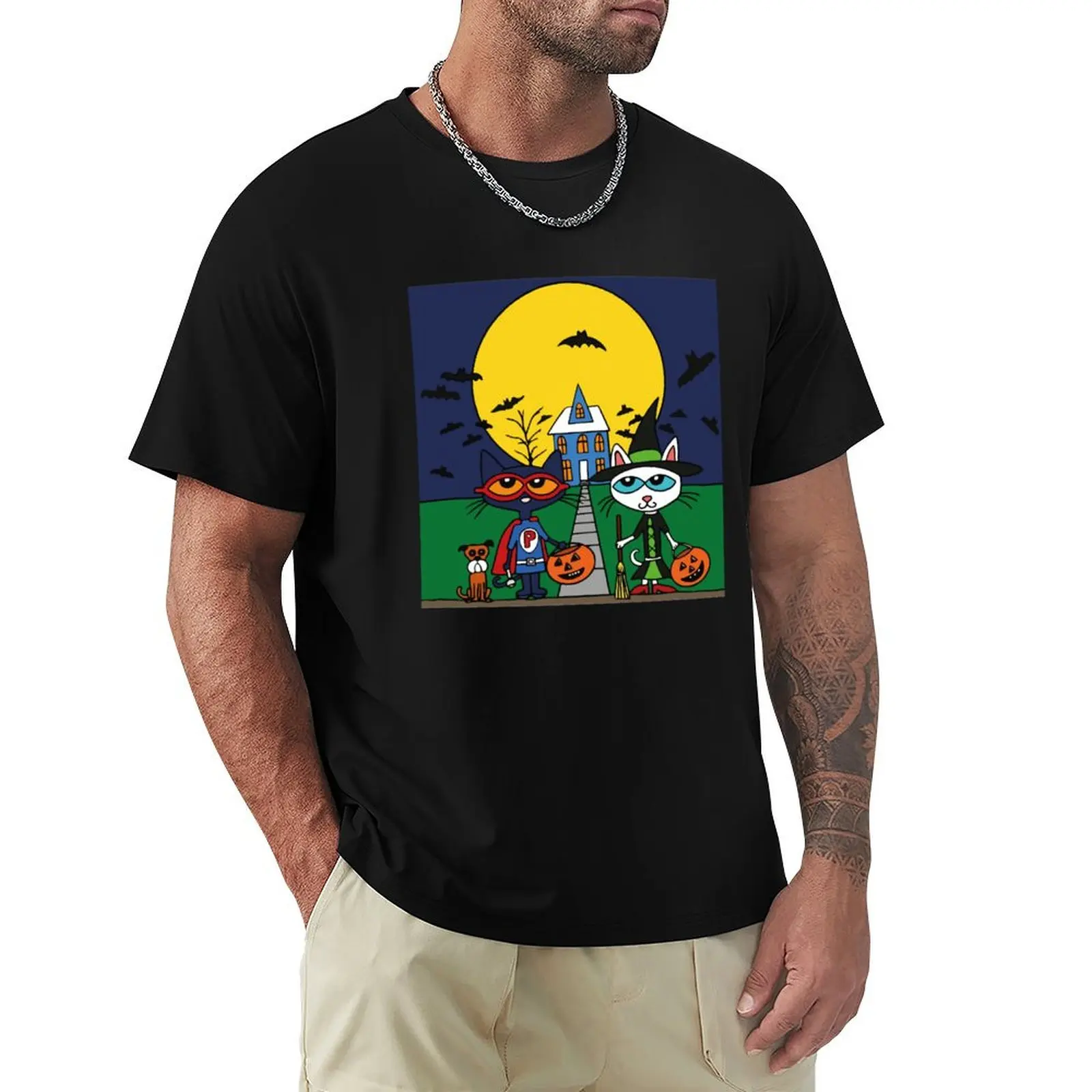 

pete the cat T-Shirt blue lock oversizeds blue archive clothes Short sleeve tee men