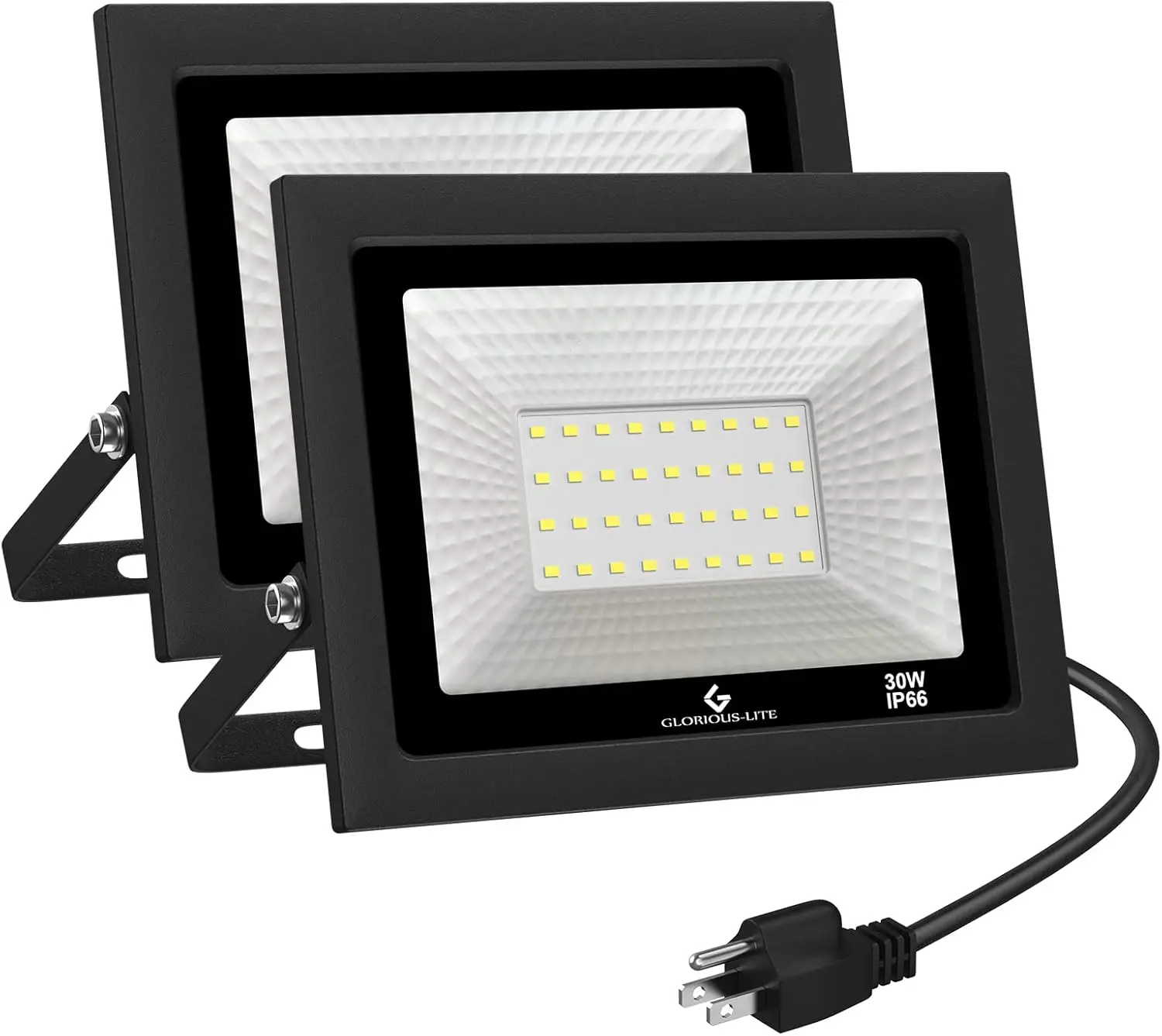 

50W LED Flood Light, 5000LM Outdoor Work Light with Plug, IP66 Waterproof for Garage, Yard, Garden (2 Pack)