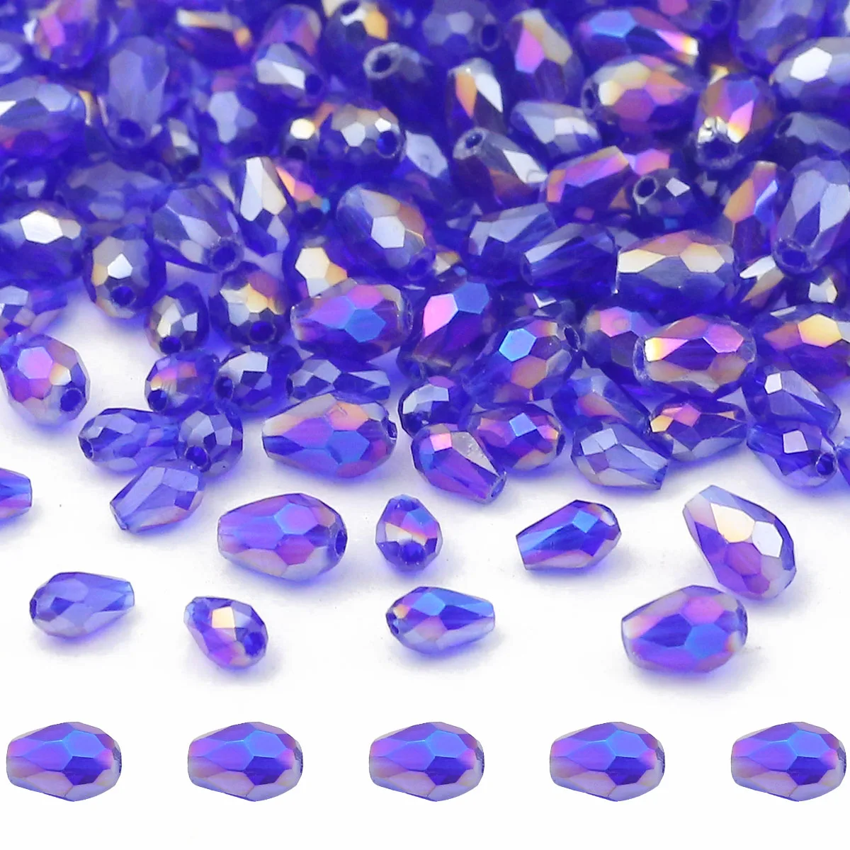 Navy Blue AB Color Straight Hole Austrian Crystal Water Drop Shape Loose Spacers Beads 5/6mm For Jewelry Making DIY Accessories