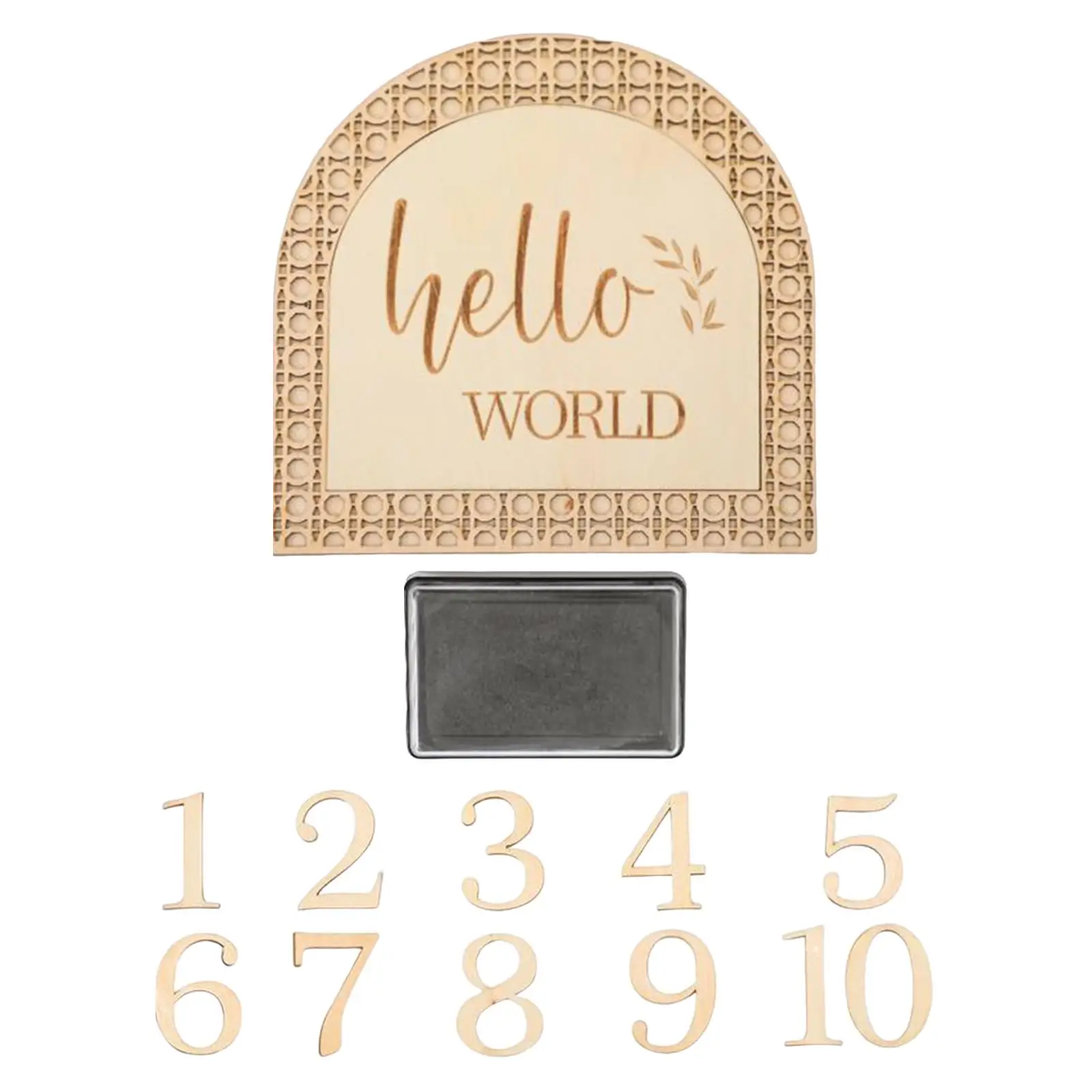 Wooden Baby Birth Announcement Sign Baby Keepsake Foot Prints Photo Props 1-10 Numbers Baby Months Signs for Baby Child Infant