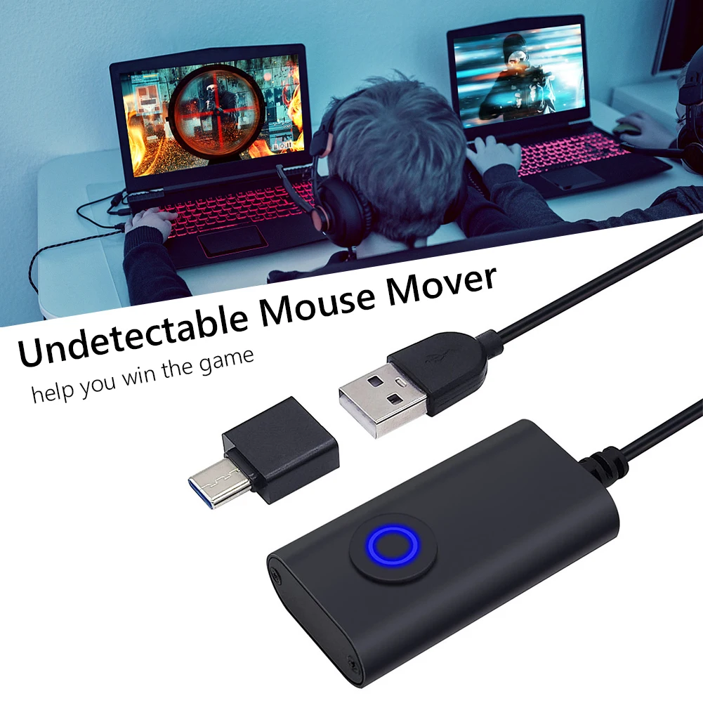 2 в 1, USB Type-C Mouse Jiggler с переключателем ВКЛ/ВЫКЛ, Необнаружимый привод для перемещения мыши, бесплатный шейкер Wiggler для мыши, не дает компьютеру уснуть