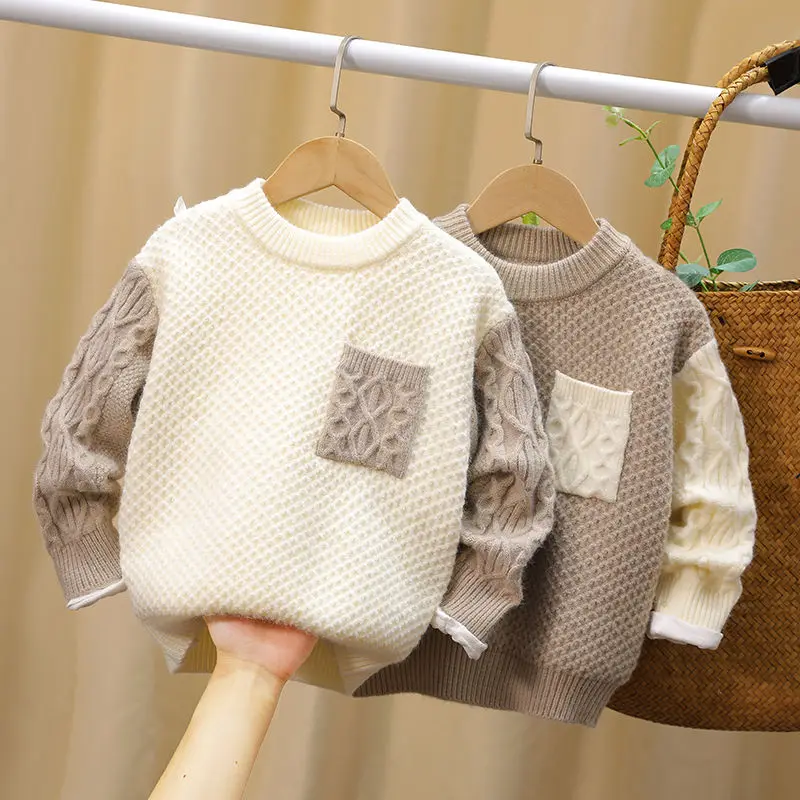 3-11 Years Boys\' Sweater Autumn And Winter New Fashion Warm Children\'s Sweater Cute Baby Jumper Kids Knitted Base Shirt