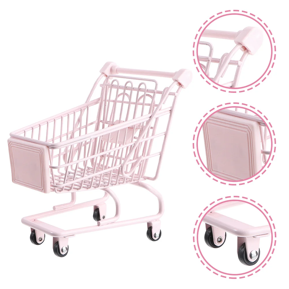 Small Shopping Cute Desk Miniature For Office Home Decor Kids Pretend Play Grocery Organizing Small Shopping Trolley Accessory