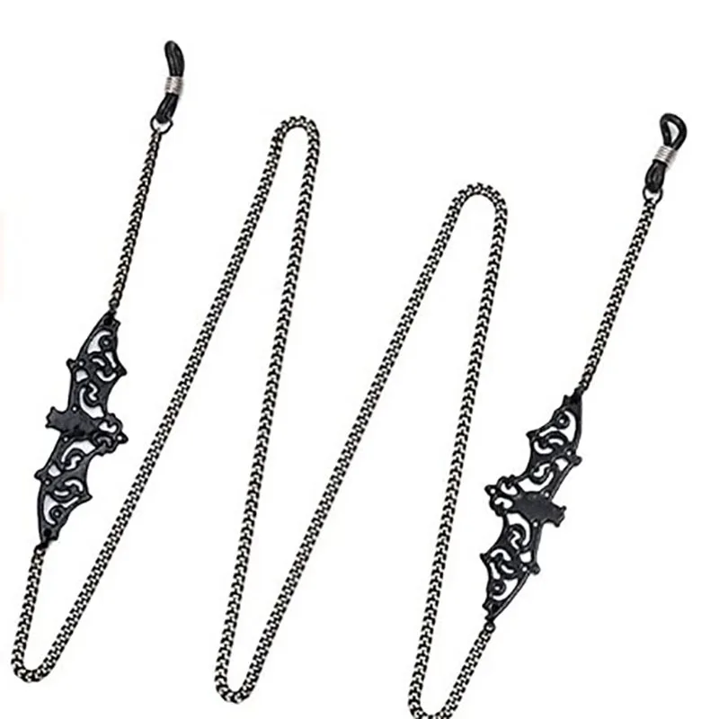 العصرية السوداء الخفافيش نظارات الحبل المعدنية نظارات الشمس أحزمة جوف سلسلة وربط المجوهرات هدايا للنساء الرجال