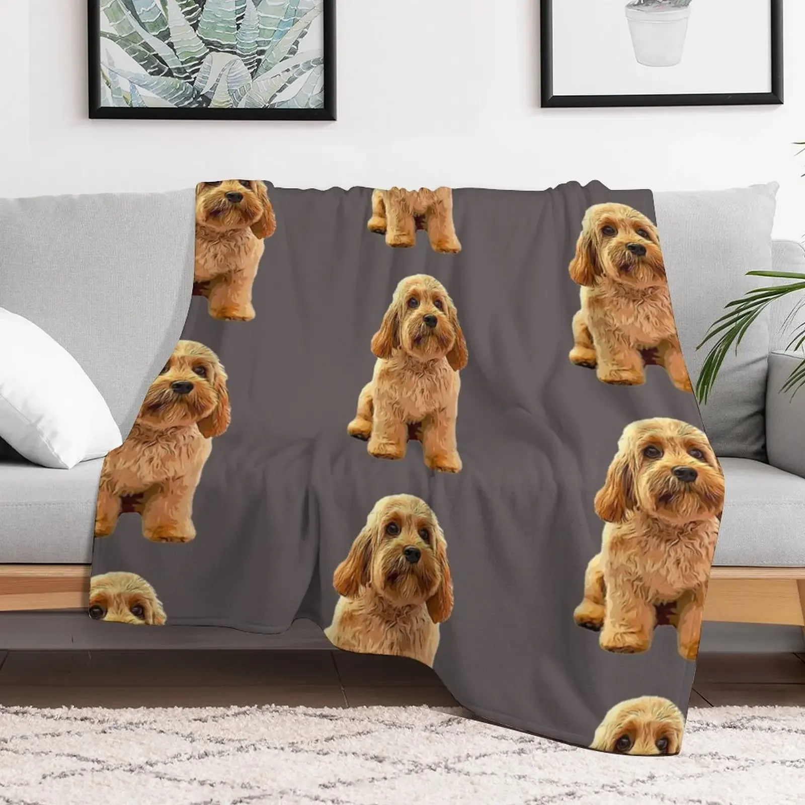 Cavapoo Doodle Cavoodle Cockapoo Goldendoodle Labradoodle Puppy Dog Throw Blanket Furrys Cute Plaid heavy to sleep Blankets