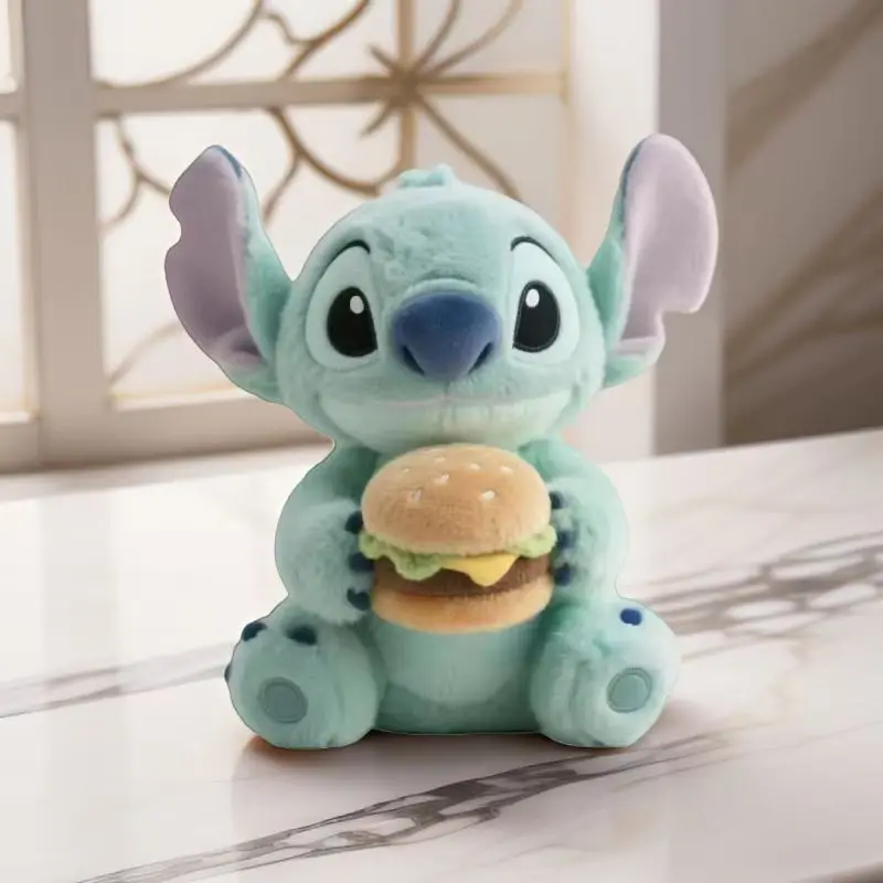 Disney Stitch Hamburger Design Gefülltes Plüschtier Niedliche Cartoon-Anime-Schlafkissenpuppe für Mädchen Ideales Geburtstagsgeschenk
