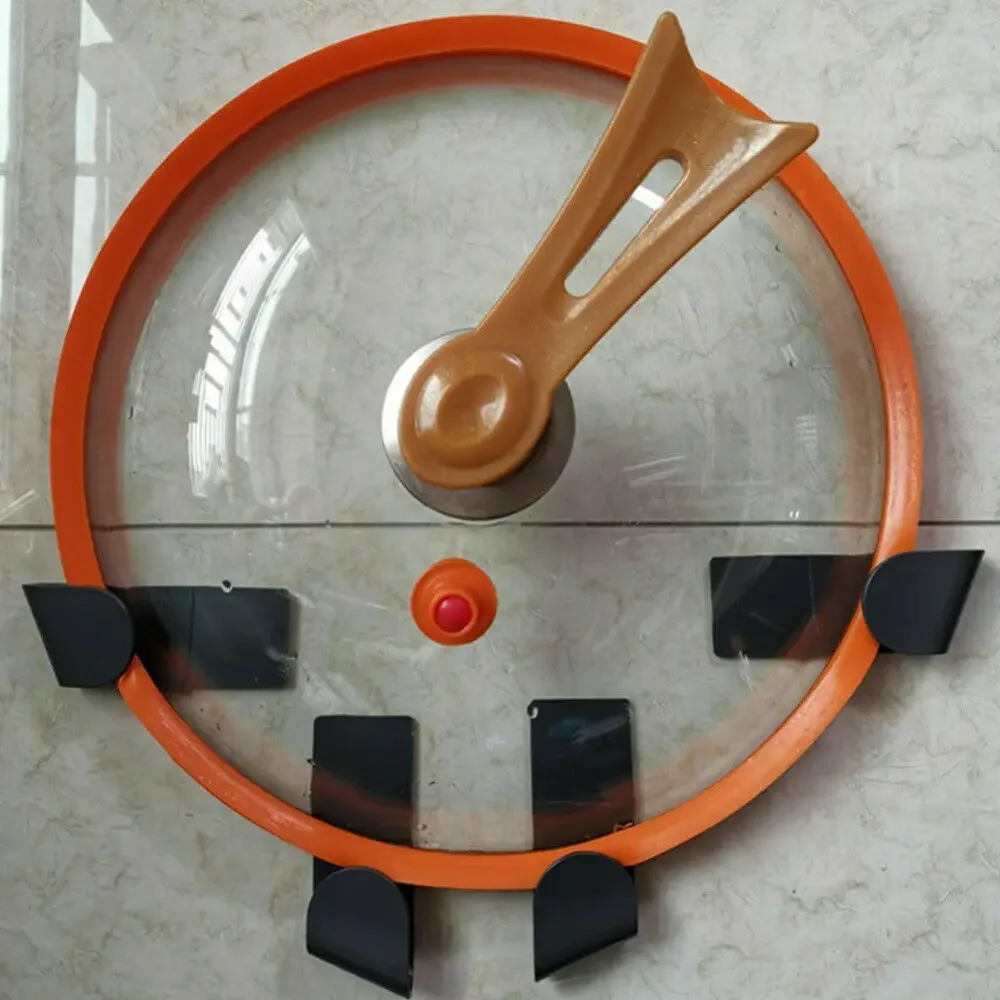 2/12pcs Pot Lid Holder Wall-Mounted Hanging Holder for Pan Pot Cover Rack Plastic Kitchen Storage Rack Kitchen Organizer