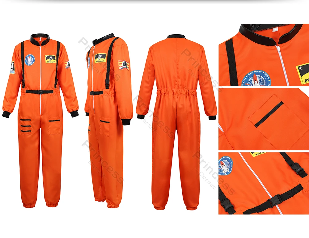 Astronauten-Kostüm für Erwachsene, für Damen und Herren, Fluganzug-Kostüm, Cosplay, Weltraum-Astronaut, blauer Ganzkörper-Overall mit Reißverschluss, Karneval – Detail 17