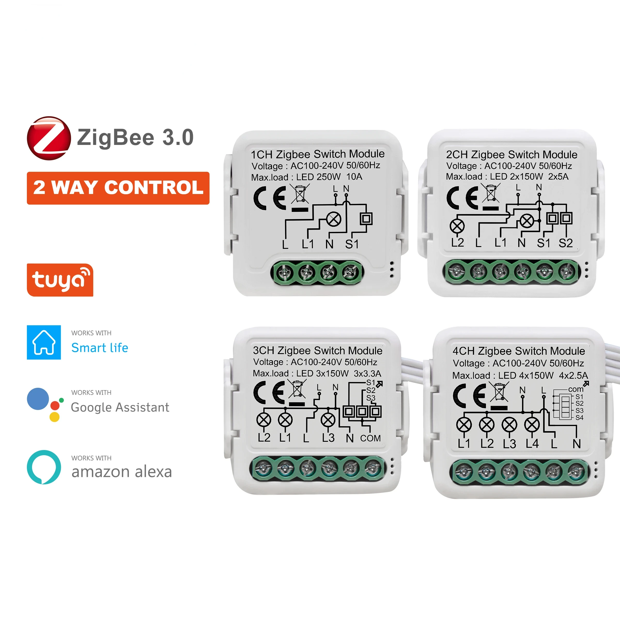 

Модуль переключателя GIRIER Tuya ZigBee 3.0 10A Умный дом DIY выключатель 1 2 3 4 группы поддерживает 2-стороннее управление работает с Alexa Google Home